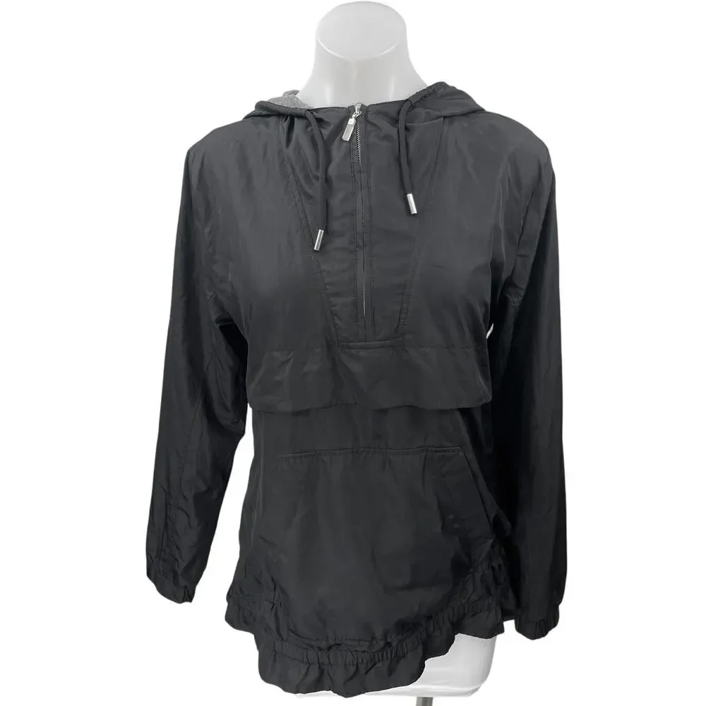 Abercrombie & Fitch Black Long Sleeve Hoodie Hooded Windbreaker Coat Jacket M